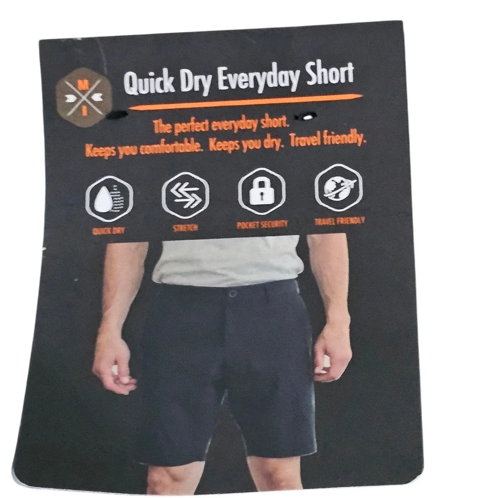 Mountain and Isles Mens Quick Dry Everyday Shorts Charcoal Gray Stretch 38